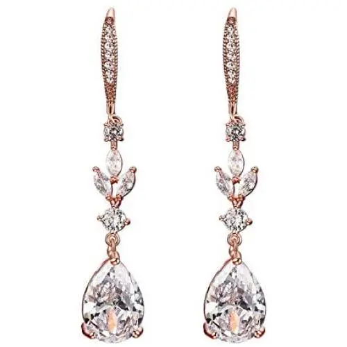 SWEETV Wedding Cubic Zirconia Earrings for Women, Brides, Bridesmaids -Teardrop Crystal Rhinestones Dangle Earrings SWEETV Wedding Cubic Zirconia Earrings for Women, Brides, Bridesmaids -Teardrop Crystal Rhinestones Dangle Earrings