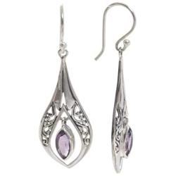 NOVICA Amethyst .925 Sterling Silver Dangle Earrings Purple Teardrops
