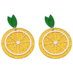 Gold Lemon Charm Earrings Yellow Lemon Slice Earrings Fruit Jewelry Gift for Lemon Lovers