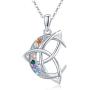 Moon Necklace Sterling Silver Celtic Triquetra Crescent Moon Goddess Trinity Knot Pendant Good Luck Necklace Christmas Gift for Women Teen Girlfriend