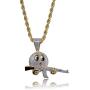Moca Jewelry Hip Hop Iced Out Bling Holding The Gun Personalized Pendant 18K Gold Plated Chain Necklace for Men Women