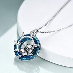 ONEFINITY Panda Gifts Sterling Silver Panda Necklace Panda Crystal Pendant Jewelry for Women