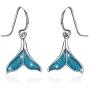 Mermaid Tail Drop Dangle Earrings, 925 Sterling Silver Mermaid Tail Ring Ocean Sea Whale’s Tail Earrings for Women Girls