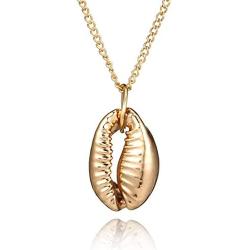 Yalice Simple Conch Shell Pendant Necklace Cowrie Necklaces Gold Jewelry for Women and Girls