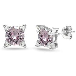Sterling Silver Studded Solitaire Stud Earrings Made with Swarovski Crystals