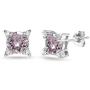 Sterling Silver Studded Solitaire Stud Earrings Made with Swarovski Crystals