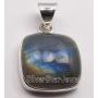 SilverStarJewel Solid Sterling Silver Square Labradorite Pendant 1'' Made In India