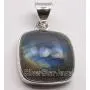 SilverStarJewel Solid Sterling Silver Square Labradorite Pendant 1'' Made In India SilverStarJewel Solid Sterling Silver Square Labradorite Pendant 1'' Made In India