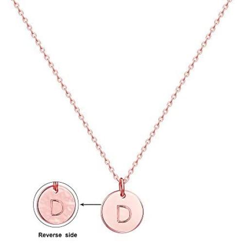 Befettly Initial Necklace,14K Gold-Plated Children Necklace Round Disc Double Side Engraved Hammered Name Necklace 16.5’’ Adjustable Personalized Alphabet Letter Pendant
