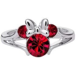 Disney Minnie Mouse Girls Jewelry, Silver Plated Crystal Head Ring, Size 4