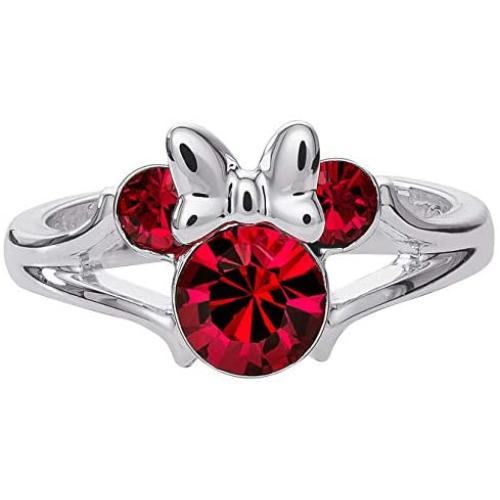 Disney Minnie Mouse Girls Jewelry, Silver Plated Crystal Head Ring, Size 4