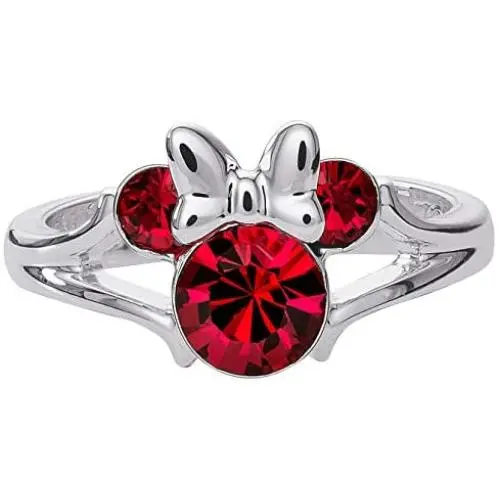 Disney Minnie Mouse Girls Jewelry, Silver Plated Crystal Head Ring, Size 4 Disney Minnie Mouse Girls Jewelry, Silver Plated Crystal Head Ring, Size 4