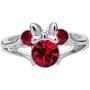 Disney Minnie Mouse Girls Jewelry, Silver Plated Crystal Head Ring, Size 4
