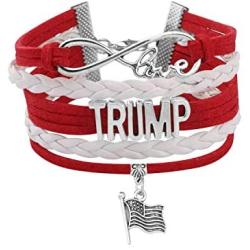 HOLLP Trump 2020 Bracelets for President Trump Infinity Love Bracelet Keep America Great Trump Jewelry Republican Gift For Women Girl