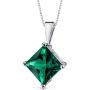 14 Karat White Gold Princess Cut 2.25 Carats Created Emerald Pendant