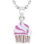 925 Sterling Silver Pink Cupcake Jewelry Set Necklace Earrings Girls 16''