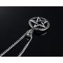 Stainless Steel Powerful Pentacle Necklaces Pentagram, Wicca Traditional Seal of Solomon Pendant, 23.5 Inch Curb Chain
