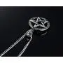 Stainless Steel Powerful Pentacle Necklaces Pentagram, Wicca Traditional Seal of Solomon Pendant, 23.5 Inch Curb Chain