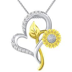 SNZM Sunflower Necklace for Women Girlfriend Heart Pendant Necklace for Birthday Christmas Anniversary, You are My Sunshine Jewelry Gifts