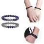 Lullabb 6pcs Hematite Magnetic Couple Therapy Bracelet for Men Women Natural Gemstones Stretch Beaded Reiki Healing Bracelets Anxiety Relief for Carpel