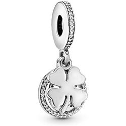 Pandora Jewelry Lucky Four-Leaf Clover Dangle Cubic Zirconia Charm in Sterling Silver