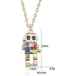 MIXIA Anime Colorful 3D Robot Necklace Hip Hop Mechanic Charm Necklaces Gold Silver Chain Choker Jewelry for Women Men Gift 18''