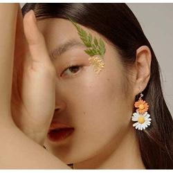 SUNSCSC Flowers Hook Earrings for Women Girl Daisy Flower Drop Dangle Ear Stud Earrings Gift Jewelry