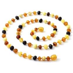 TipTopEco Raw Baltic Amber Adult Necklace - 21.5 Inches Long - Unpolished Multicolor Beads (Mix, 21.5)