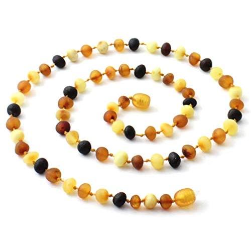 TipTopEco Raw Baltic Amber Adult Necklace - 21.5 Inches Long - Unpolished Multicolor Beads (Mix, 21.5)