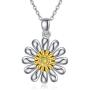 TRISHULA Yellow Sunflower Pendant Necklace, Sterling Silver Butterfly Daisy Flower Heart Charm Necklace Jewelry Gift for Women Girls 18''+2'' (Gift Box Included)