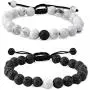 EnjoIt Distance Bracelet Black Matte Agate & White Howlite Energy Stone Beads Bracelet Set Couple Bracelet EnjoIt Distance Bracelet Black Matte Agate & White Howlite Energy Stone Beads Bracelet Set Couple Bracelet