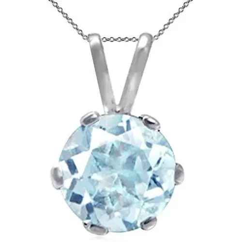Silvershake 6mm 0.24 Inch Round Shape Gemstone 925 Sterling Silver Solitaire Pendant with 18 Inch Chain Necklace Jewelry for Teens Girls