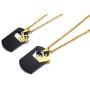 XUANPAI Free Custom Engraving His and Hers Stainless Steel Two-Tone Matching Set Couple Dog Tag Pendant Necklace