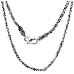 3mm Sterling Silver Round BYZANTINE Chain Necklaces & Bracelets 3mm Antiqued Finish Nickel Free, 7-30 inch