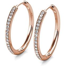 St.Claire Earrings for Women 18K Gold Plated Hoop Swarovski Crystal Drop Dangle Earrings Best Silver Hoops for Women Sparkle Round Hoops for Ladies Hoop Earrings, Lightweight