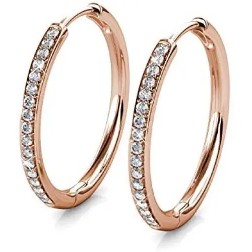 St.Claire Earrings for Women 18K Gold Plated Hoop Swarovski Crystal Drop Dangle Earrings Best Silver Hoops for Women Sparkle Round Hoops for Ladies Hoop Earrings, Lightweight St.Claire Earrings for Women 18K Gold Plated Hoop Swarovski Crystal Drop Dangle Earrings Best Silver Hoops for Women Sparkle Round Hoops for Ladies Hoop Earrings, Lightweight