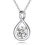 FANCIME Created Aquamarine Necklace Sterling Silver Birthstone Necklaces for Women Dainty Infinity Pendant Birthday Anniversary Jewelry Gifts for Her，Chain Length 16''+2'' Extend