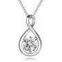 FANCIME Created Aquamarine Necklace Sterling Silver Birthstone Necklaces for Women Dainty Infinity Pendant Birthday Anniversary Jewelry Gifts for Her，Chain Length 16''+2'' Extend