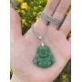 Laughing Buddha Green Jade Pendant Silver Necklace Rope Chain Genuine Certified Grade A Jadeite Jade Hand Crafted, Jade Necklace, 14k Laughing Jade Buddha necklace, Jade Medallion