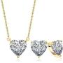 Beyond Love Heart Pendant Necklace and Earrings Jewelry Set for Women 18K White Gold Plated Bridal Wedding Silver Choker 5A Zirconia Girl Gift Party 18”