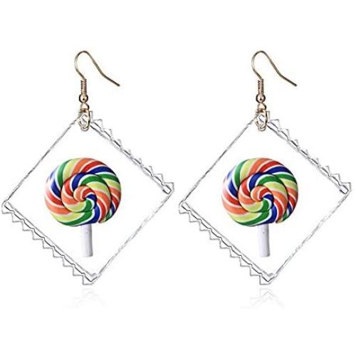 VEINTI+1 Funny Transparent Candy Bag with Fruit Design Creative Earrings for Women/Girls