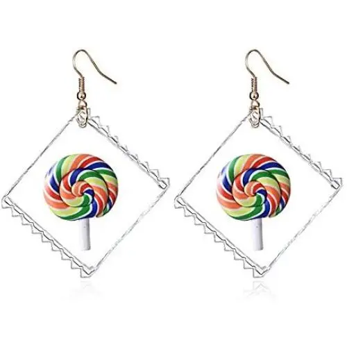 VEINTI+1 Funny Transparent Candy Bag with Fruit Design Creative Earrings for Women/Girls