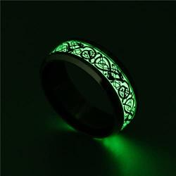 fashionlife2018 Celtic Dragon Luminous Rings Glow in The Dark Ring Titanium Stainless Steel Ring Jewelry Promise Ring Wedding Band for Men Women