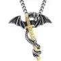 Warvik Dragon Sword Gothic Necklace Dragons Claw Pendant Steampunk, Stainless Steel Jewelry Mens Womens Wheat Chain 20/28inch Warvik Dragon Sword Gothic Necklace Dragons Claw Pendant Steampunk, Stainless Steel Jewelry Mens Womens Wheat Chain 20/28inch