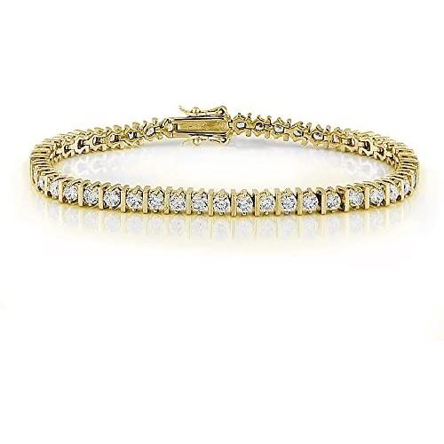 GemStar USA Round-Cut Cubic Zirconia Fashion Bar Tennis Bracelet