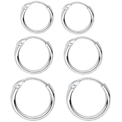 Sleeper Cartilage Tiny Small Hoop Earrings for Women Girls 925 Sterling Silver Round Nose Ring Helix Tragus Piercings Endless Hoops 8/10/12mm