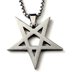 Pentagram Necklace Inverted Pagan Satanic Goth Occult Witchcraft (Silver)