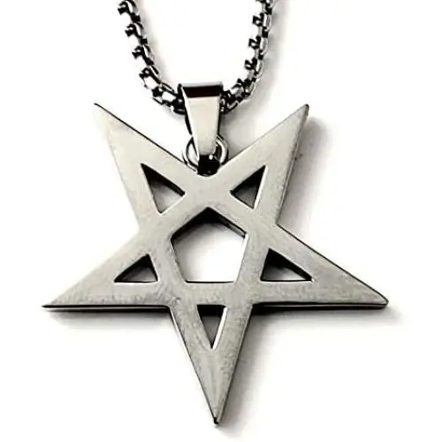 Pentagram Necklace Inverted Pagan Satanic Goth Occult Witchcraft (Silver) Pentagram Necklace Inverted Pagan Satanic Goth Occult Witchcraft (Silver)