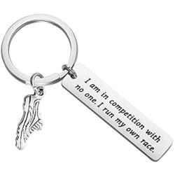 CYTING Runners Gift I Am in Competition with No One I Run My Own Race Runner Keychain Marathon Jewelry Inspirational Gift for Runner Cross Country Track