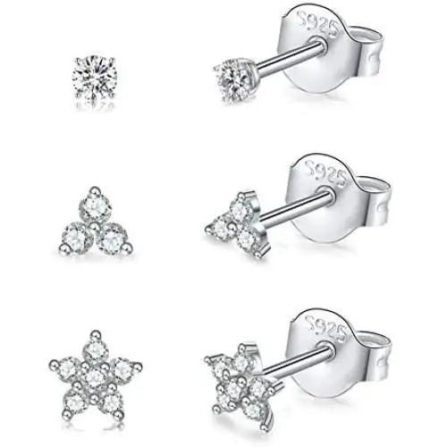 Sterling Silver Stud Earrings for Women, Tiny Flower Earrings Set | Small Cubic Zirconia Helix Earrings Dainty Tragus Cartilage Studs Cherry Blossom Ear Piercing Jewelry Gifts for Girls Teens Sterling Silver Stud Earrings for Women, Tiny Flower Earrings Set | Small Cubic Zirconia Helix Earrings Dainty Tragus Cartilage Studs Cherry Blossom Ear Piercing Jewelry Gifts for Girls Teens